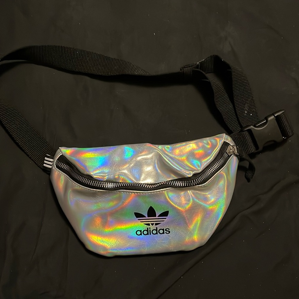 adidas Holographic Silver Iridescent Mini Waist Bag
